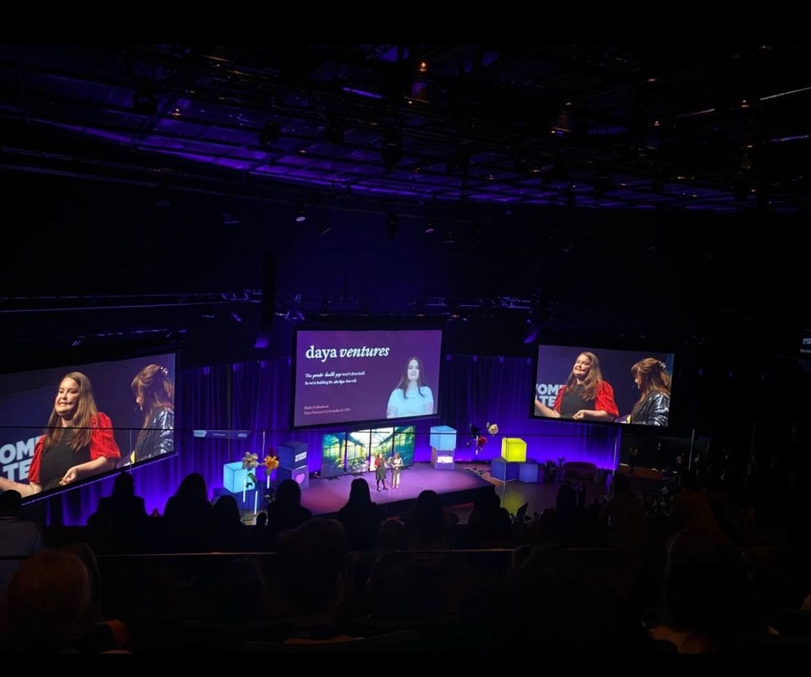 Malin Frithiofsson on the main stage at Women in Tech Sweden
